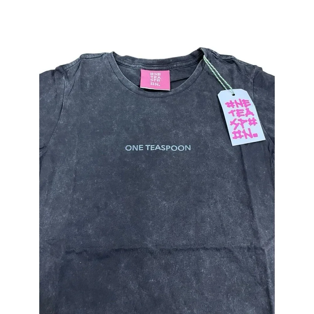 One Teaspoon Organic Fitted Logo Tee Acid Black Size Xs Nwt — image 7 of 8